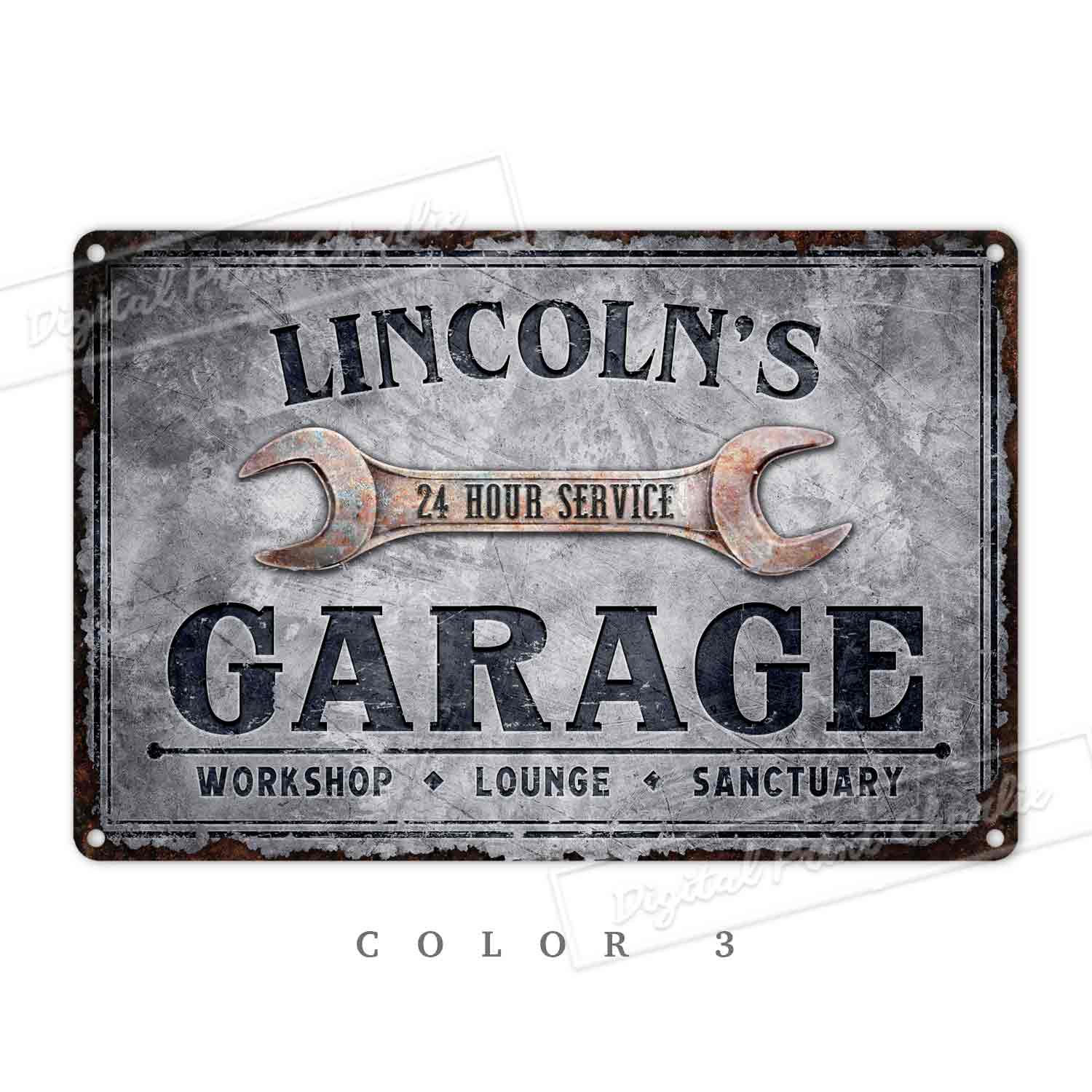 Custom Garage Metal Sign – Personalized Rustic Workshop Wall Décor