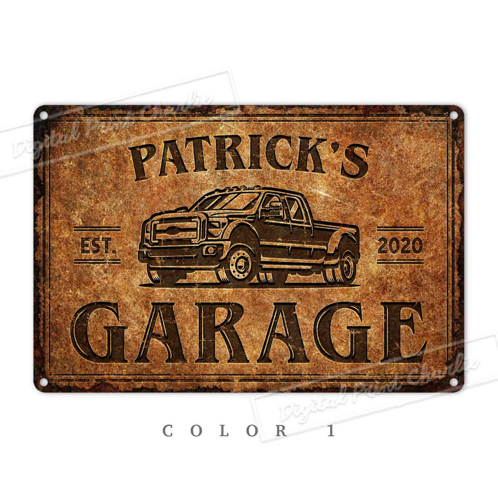 Custom 4x4 Garage Metal Sign – Personalized Waterproof Man Cave Wall Décor Husband Gift
