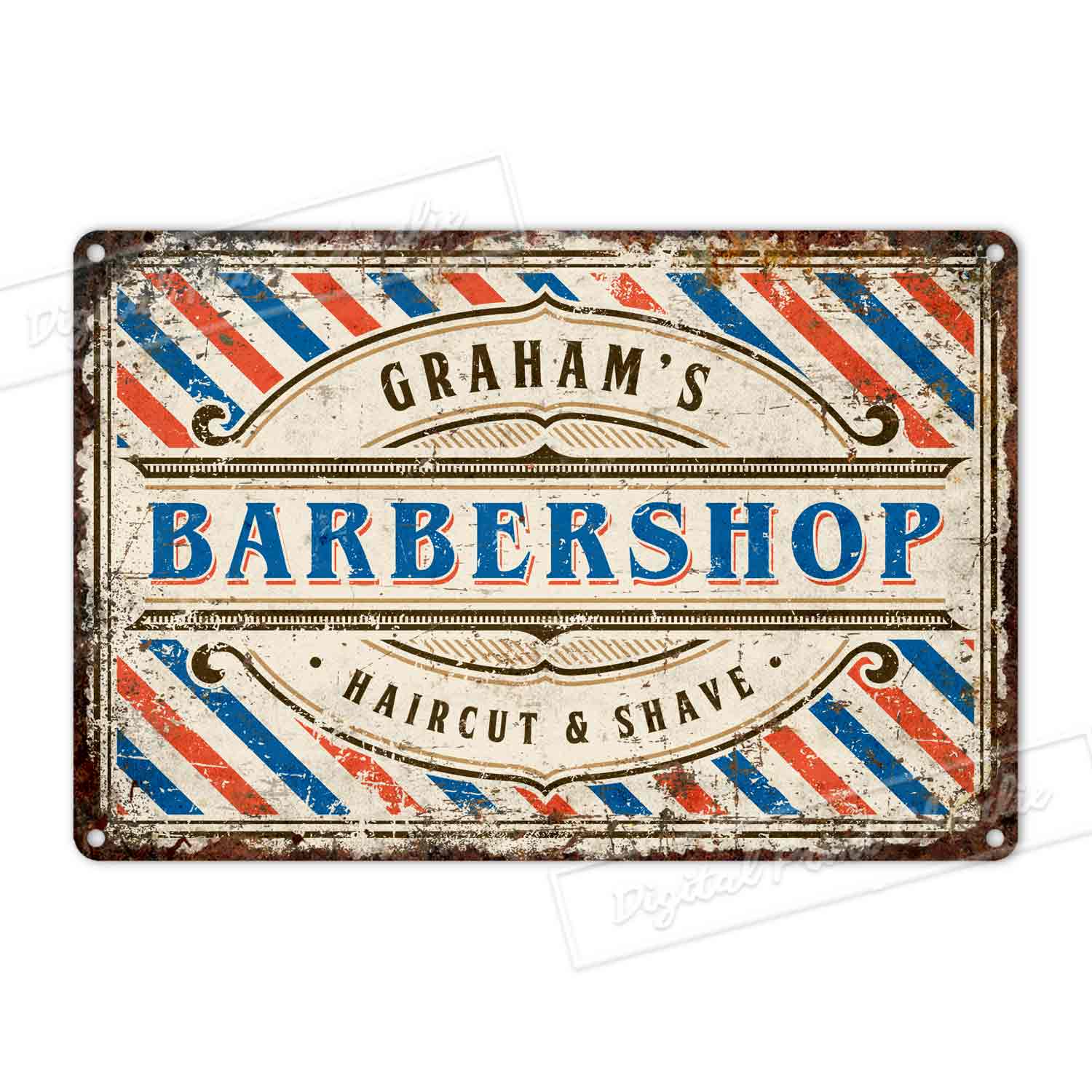 Custom Barbershop Aluminum Sign – Rustic Style