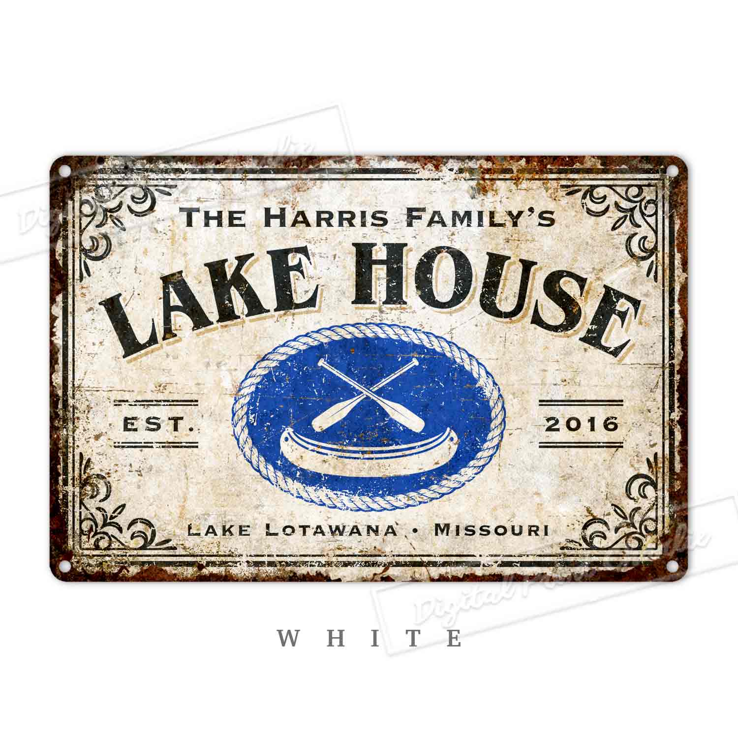Custom Lake House Metal Sign, Personalized Outdoor Cabin Porch Decor for Man Cave Gift