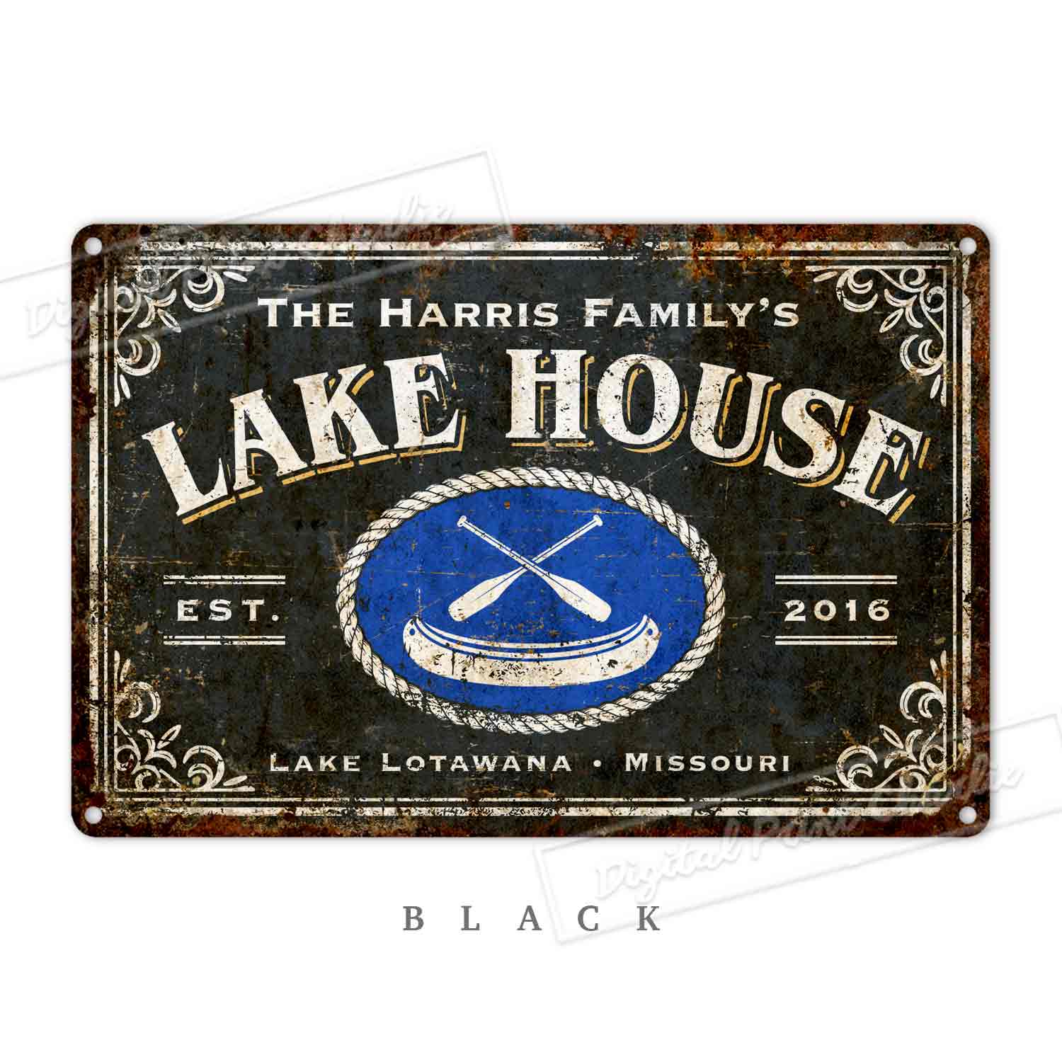 Custom Lake House Metal Sign, Personalized Outdoor Cabin Porch Decor for Man Cave Gift