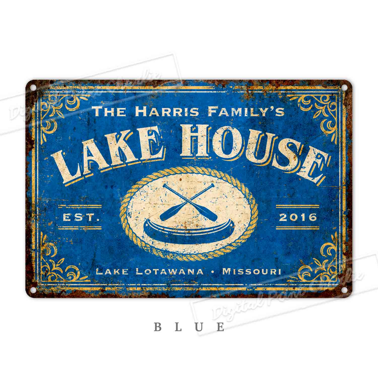 Custom Lake House Metal Sign, Personalized Outdoor Cabin Porch Decor for Man Cave Gift