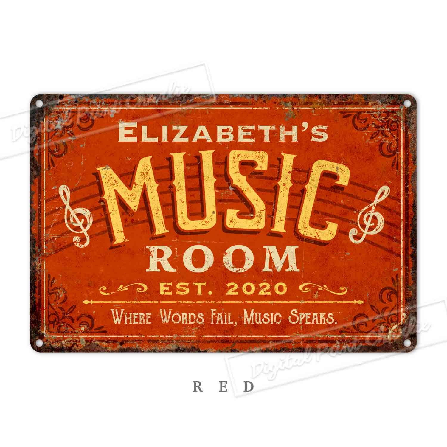 Personalized Music Room Metal Sign – Custom Wall Plaque for Musicians & Music Lovers