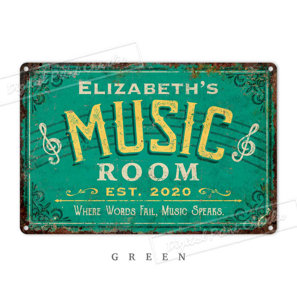 Personalized Music Room Metal Sign – Custom Wall Plaque for Musicians & Music Lovers