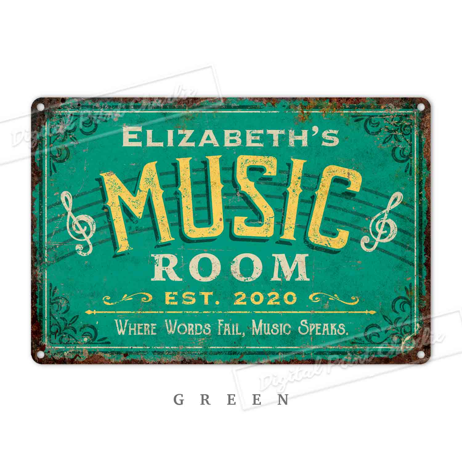 Personalized Music Room Metal Sign – Custom Wall Plaque for Musicians & Music Lovers
