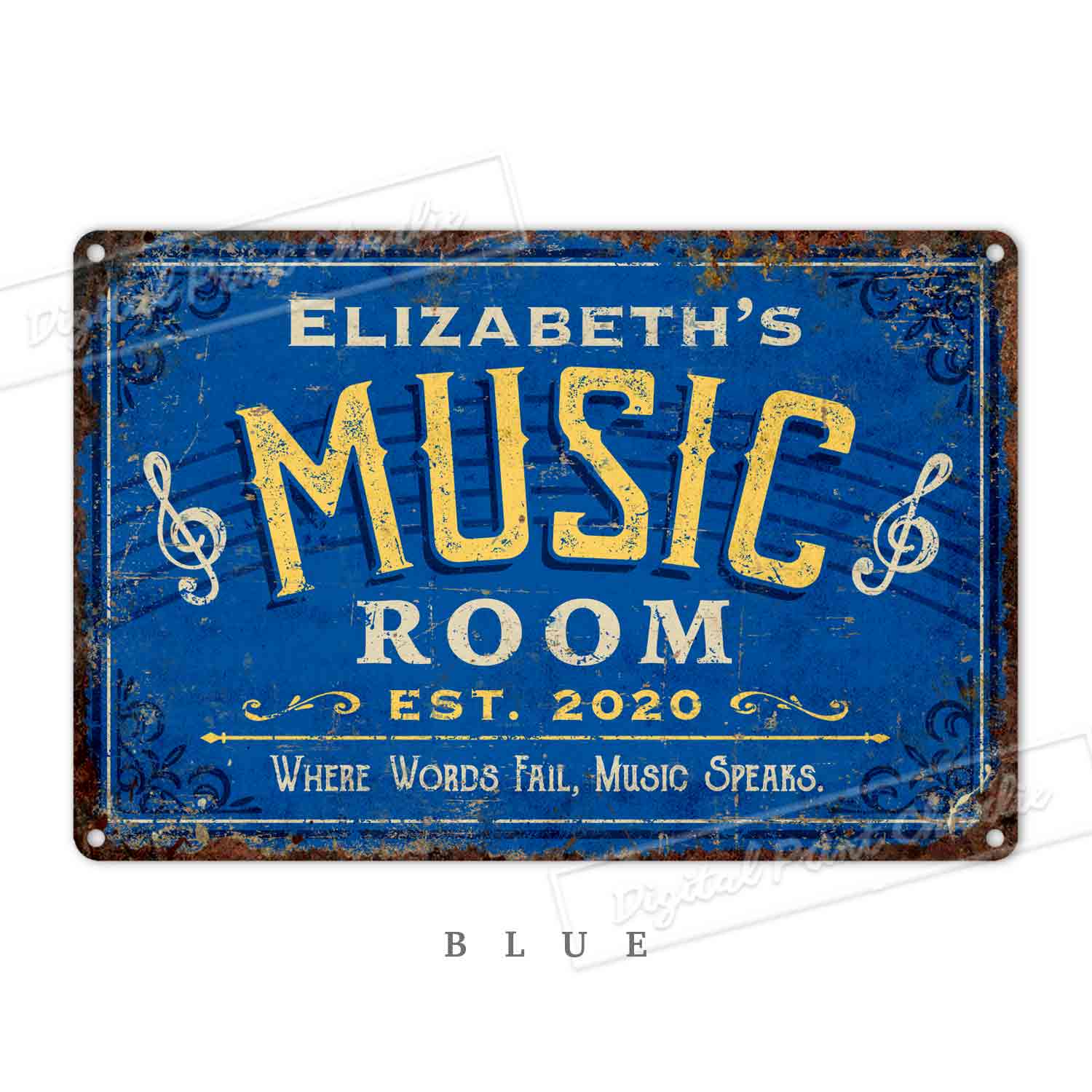 Personalized Music Room Metal Sign – Custom Wall Plaque for Musicians & Music Lovers