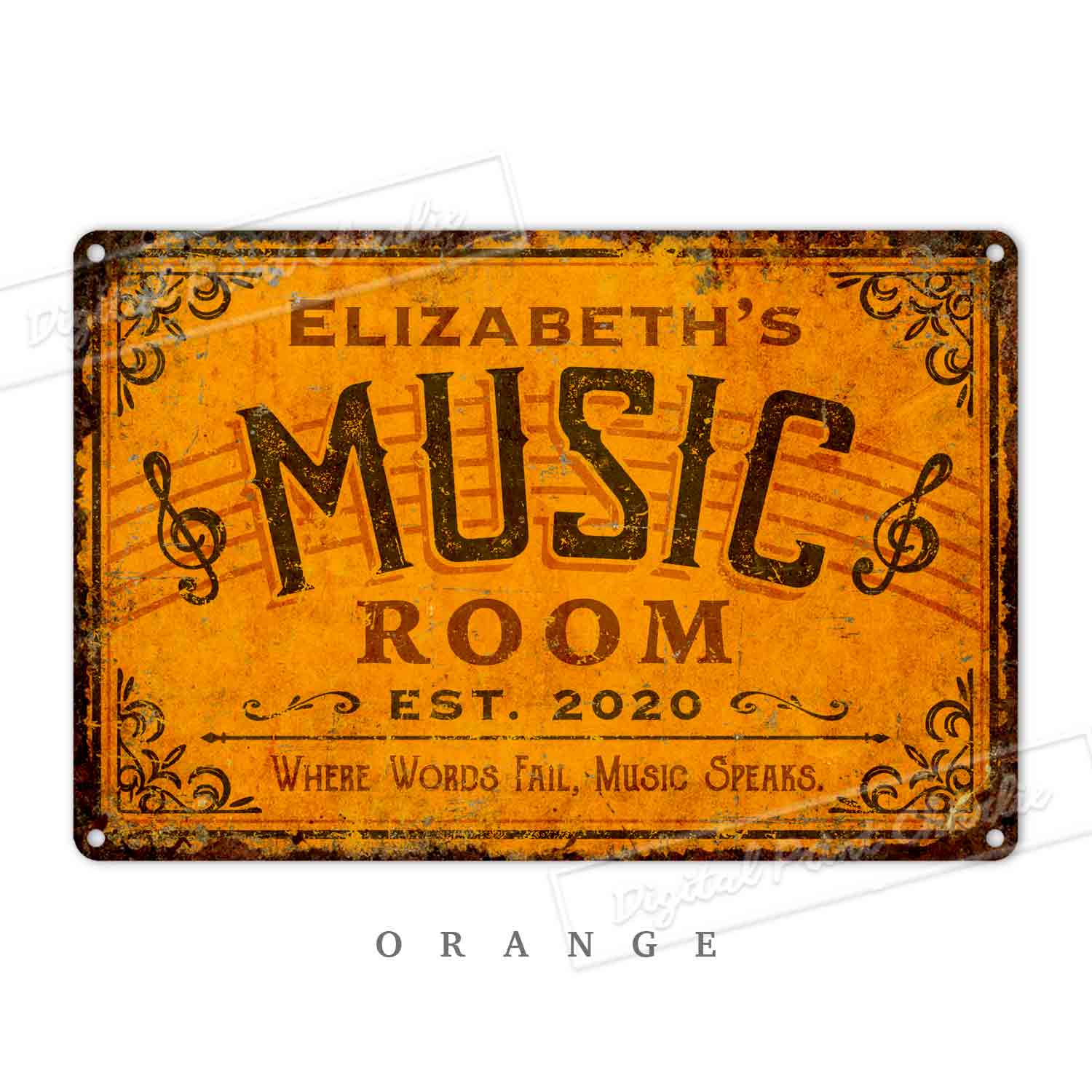 Personalized Music Room Metal Sign – Custom Wall Plaque for Musicians & Music Lovers