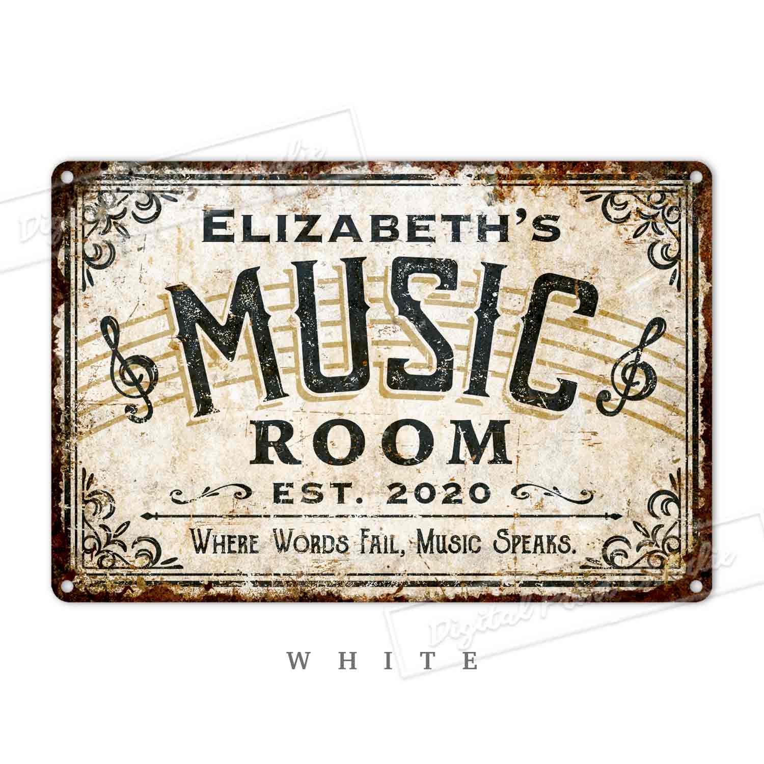 Personalized Music Room Metal Sign – Custom Wall Plaque for Musicians & Music Lovers