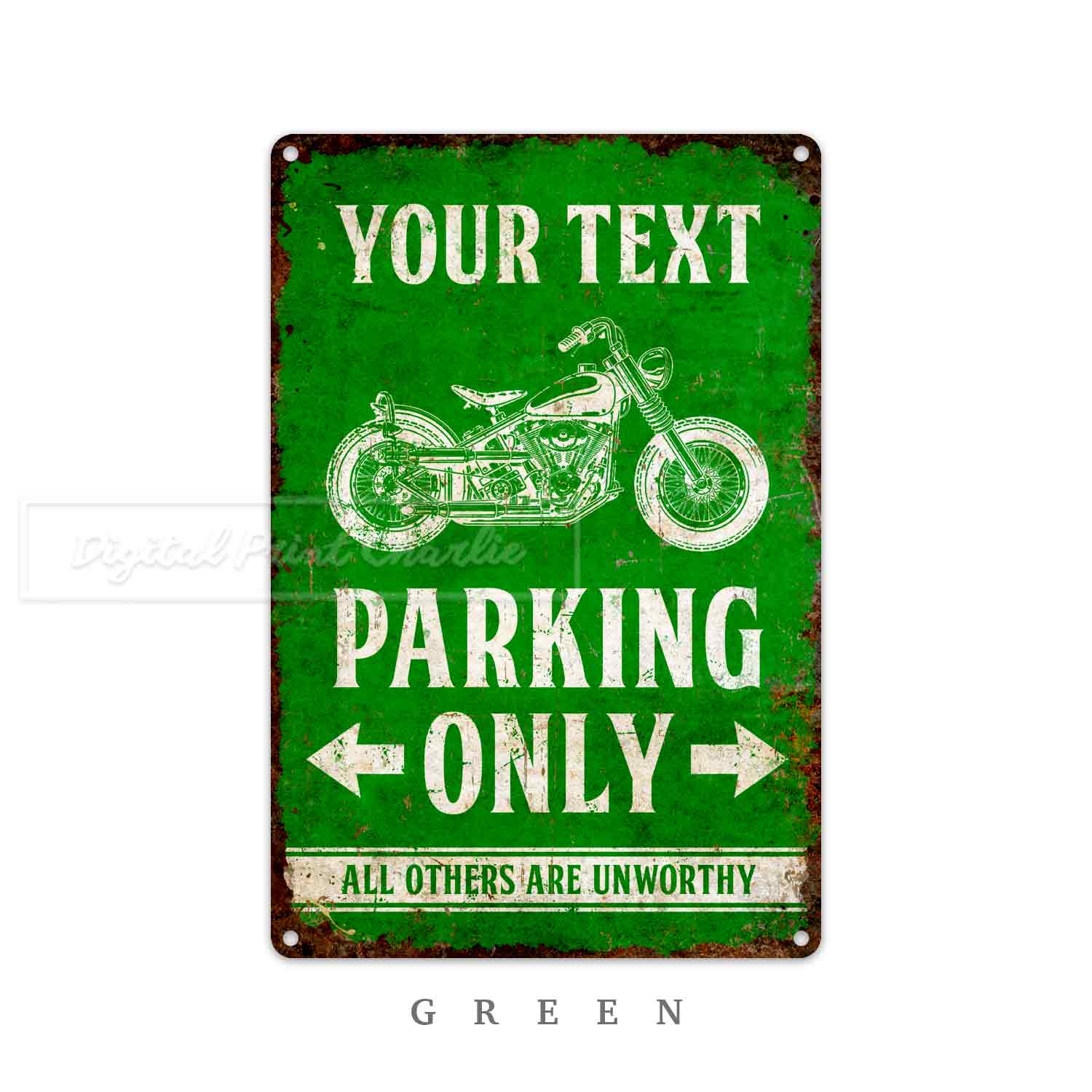 Motorcycle Parking Only Sign – Custom Garage Personalized Metal Sign