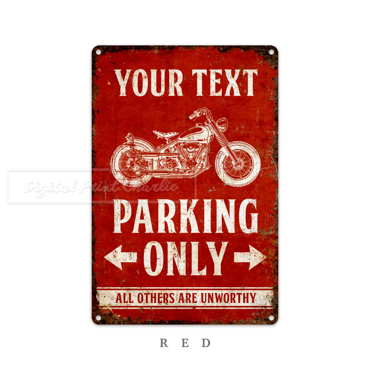 Motorcycle Parking Only Sign – Custom Garage Personalized Metal Sign