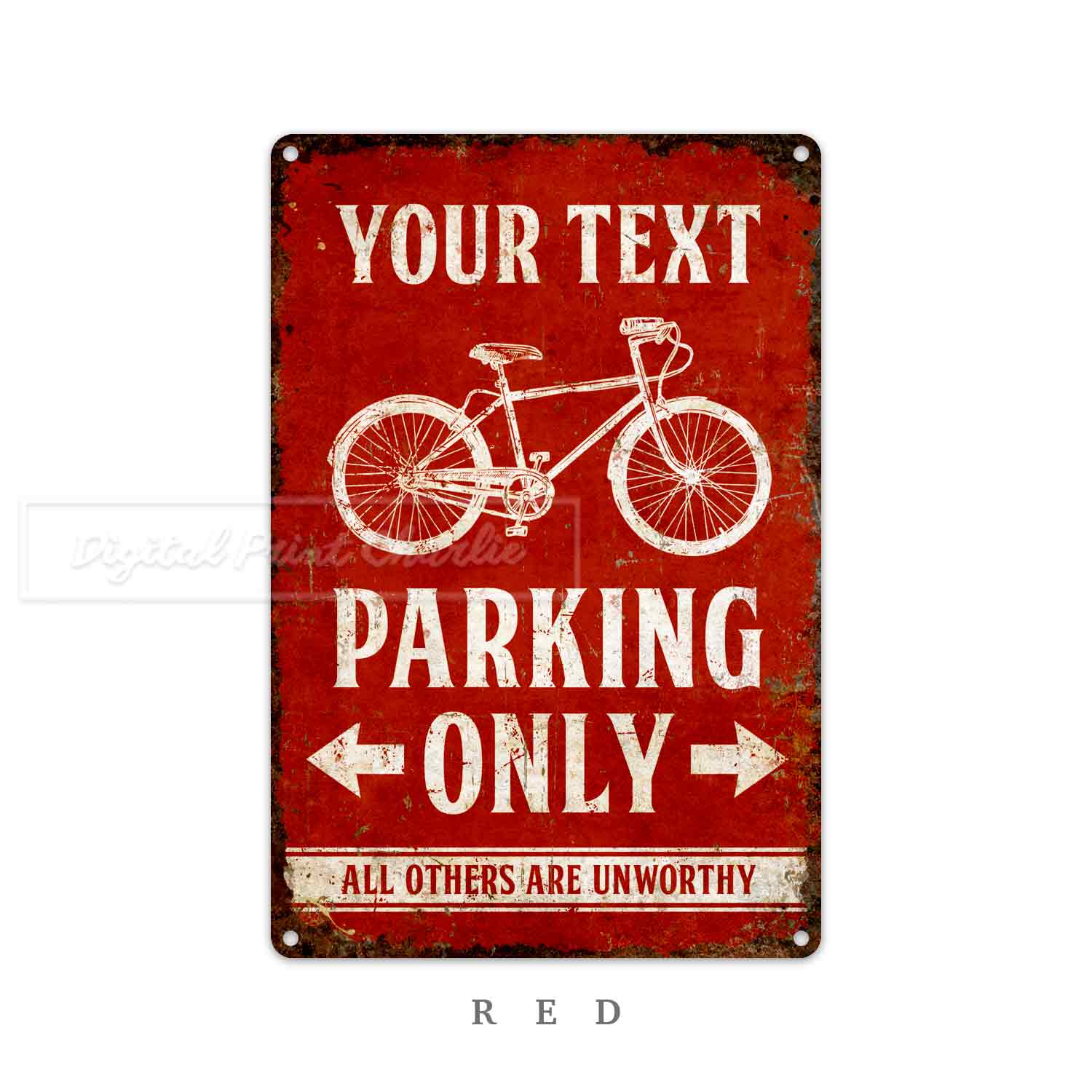 Personalized Bicycle Parking Sign – Custom Faux Rustic Metal Plaque