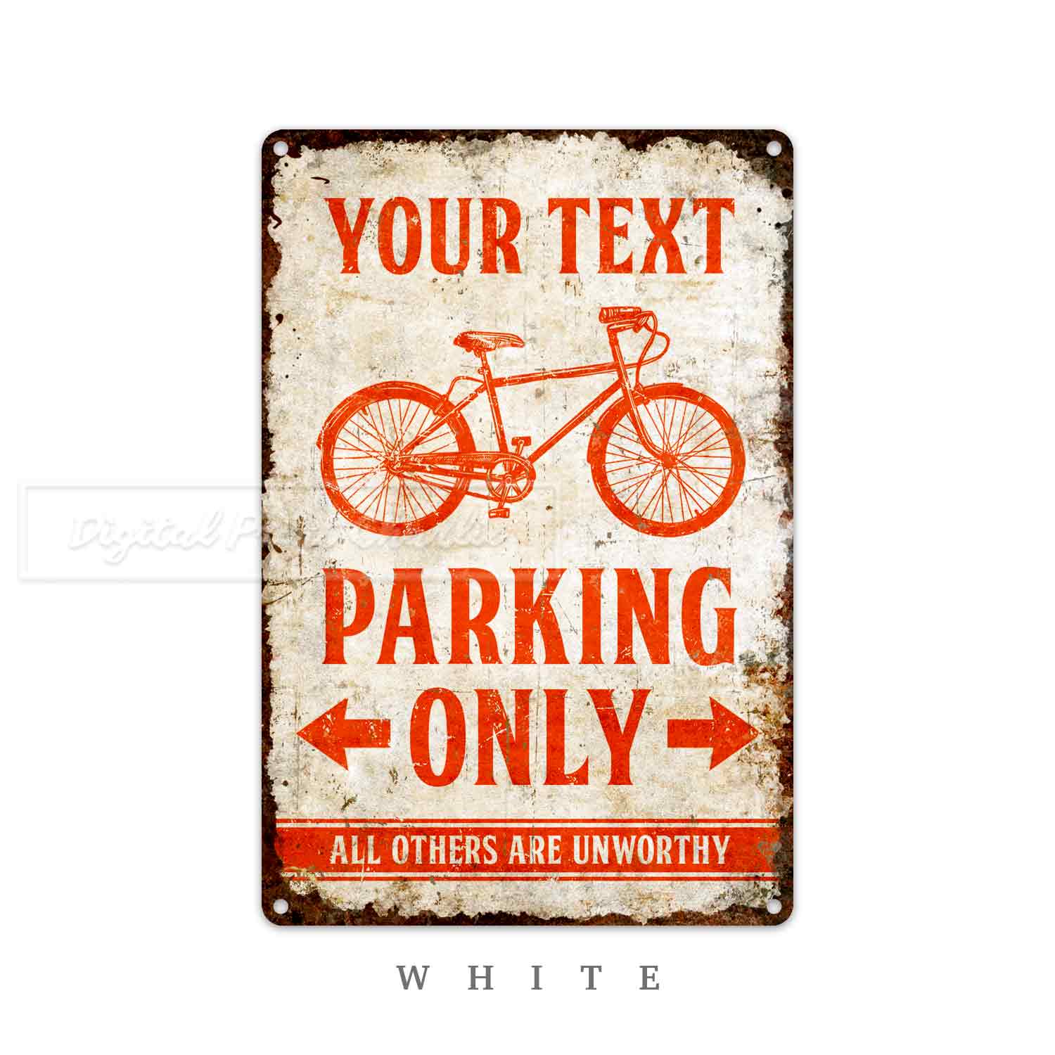 Personalized Bicycle Parking Sign – Custom Faux Rustic Metal Plaque
