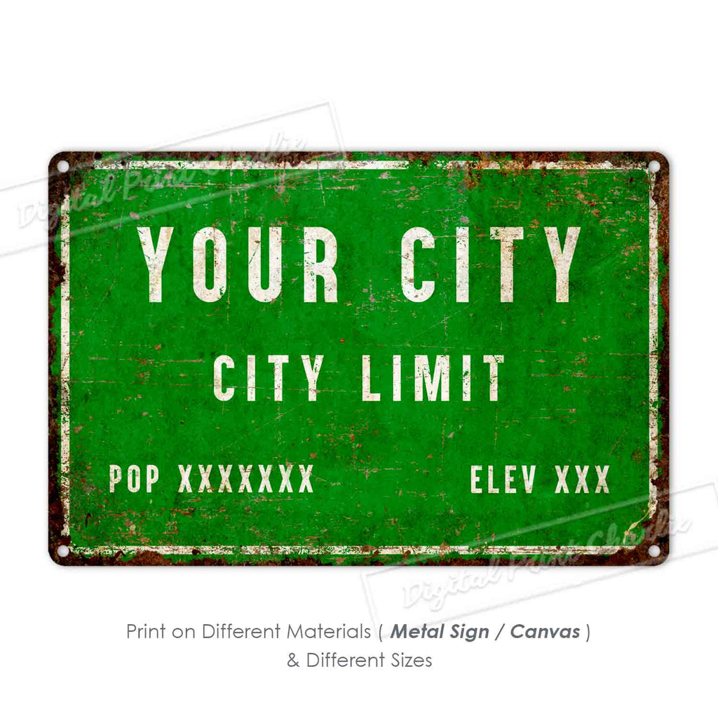 Custom City Limit Sign – Personalized Metal Street Plaque for Home, Bar, or Office Décor