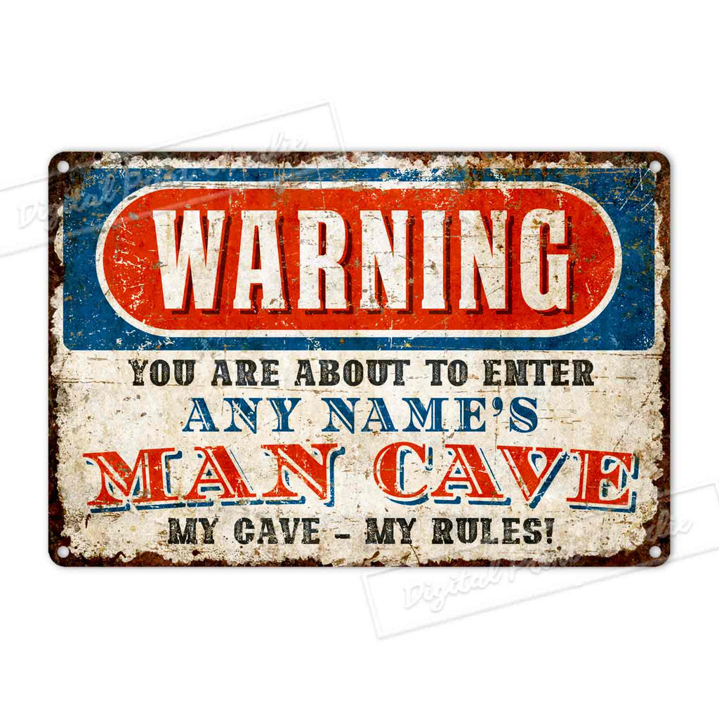Personalized Man Cave Metal Sign – Rustic Custom Wall Décor