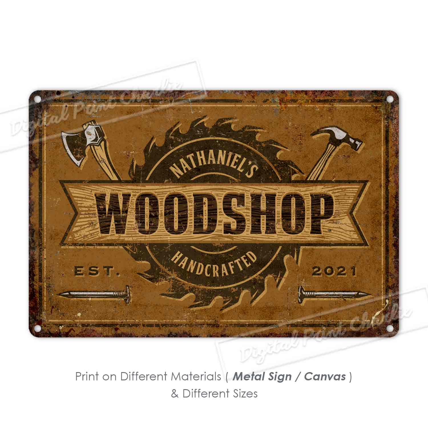Vintage Carpenter Garage Personalized Wall Art