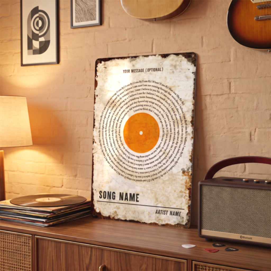 Custom Song Lyrics Metal Sign Personalized Aluminum Retro Vinyl Record Wall Decor