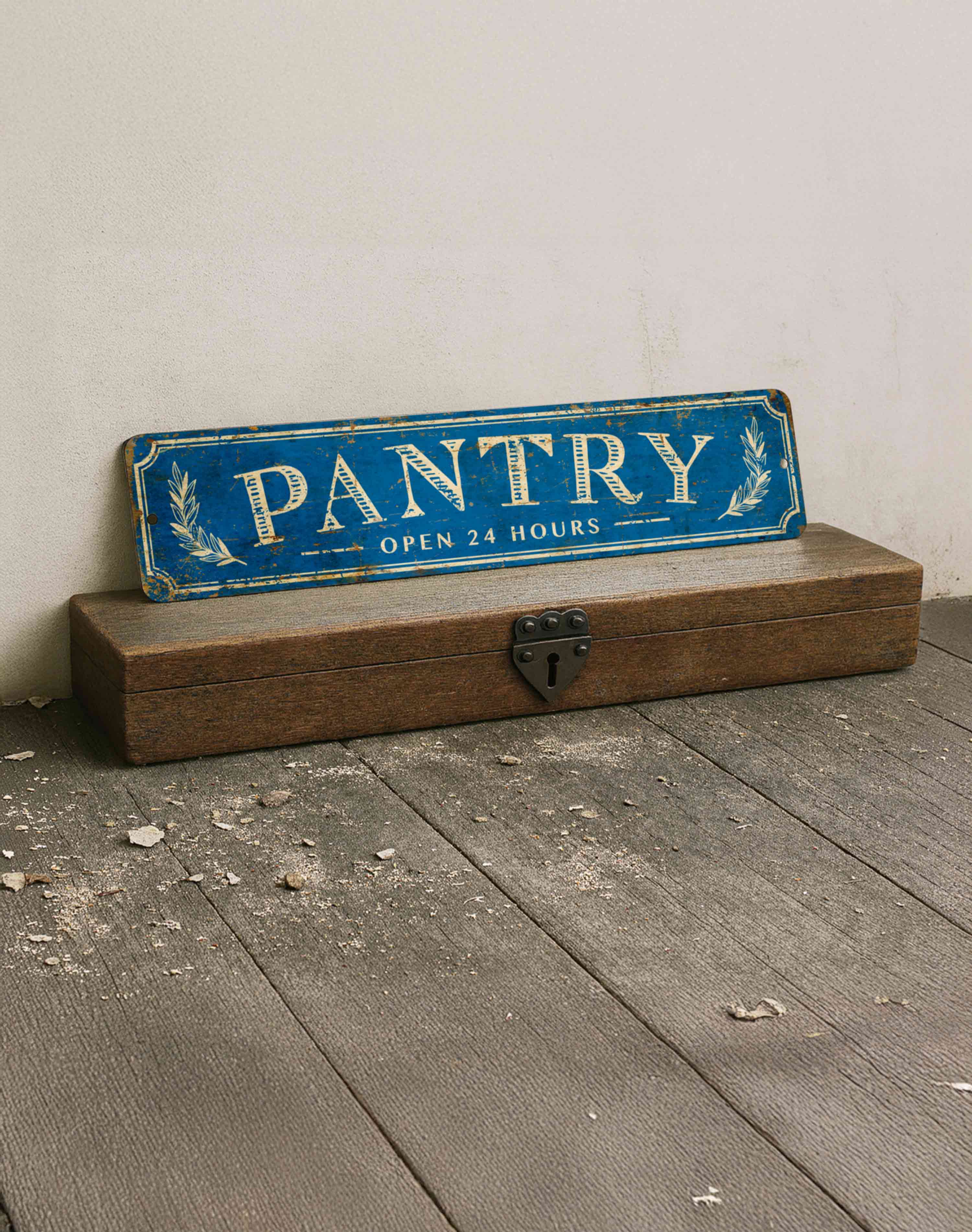 Rustic Pantry Metal Wall Sign – Worn Vintage Kitchen Décor