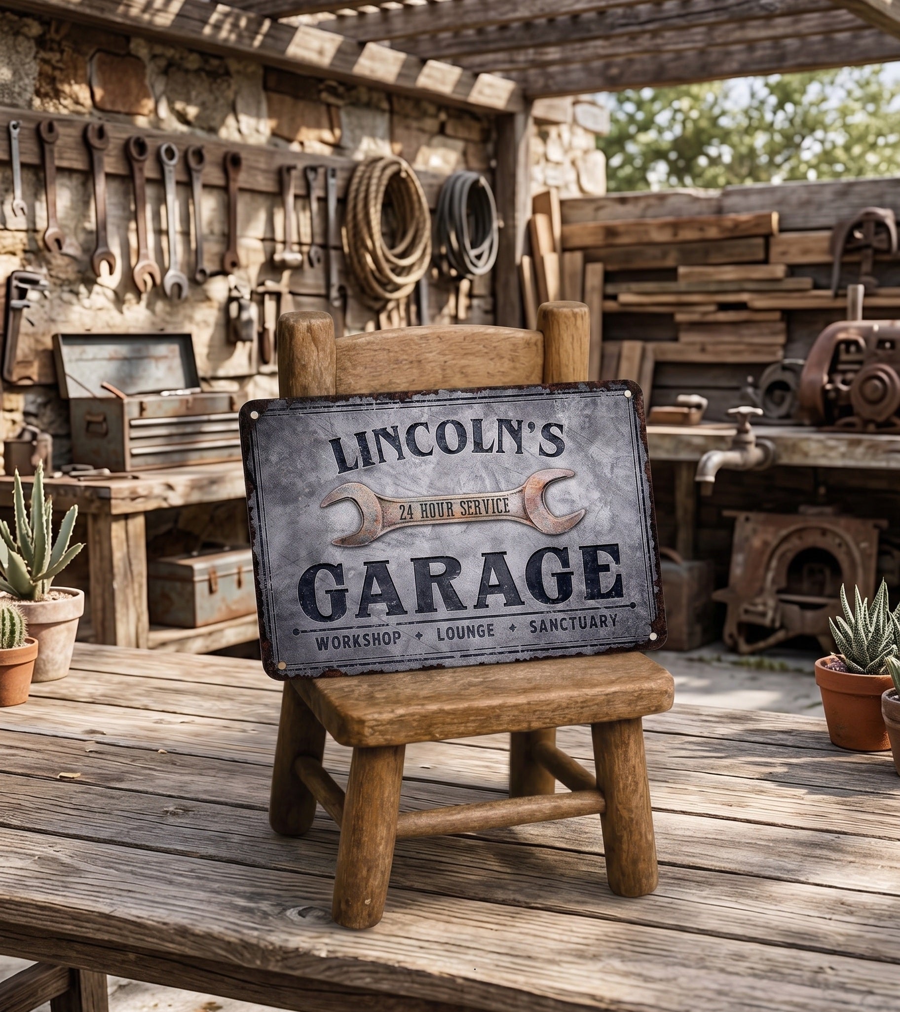 Personalized Garage Metal Sign – Custom Workshop Décor