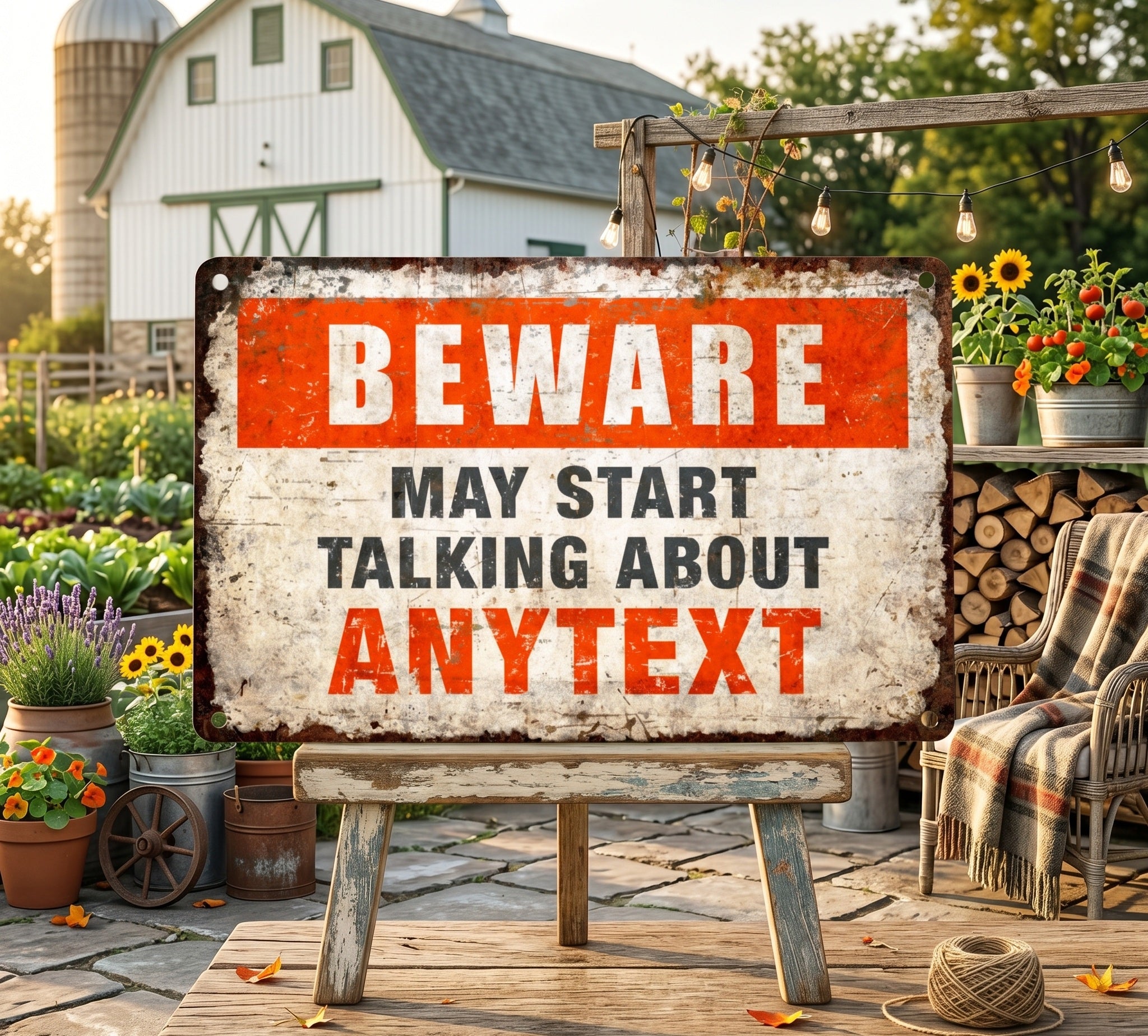 Personalized Beware Metal Sign – Custom Outdoor Warning