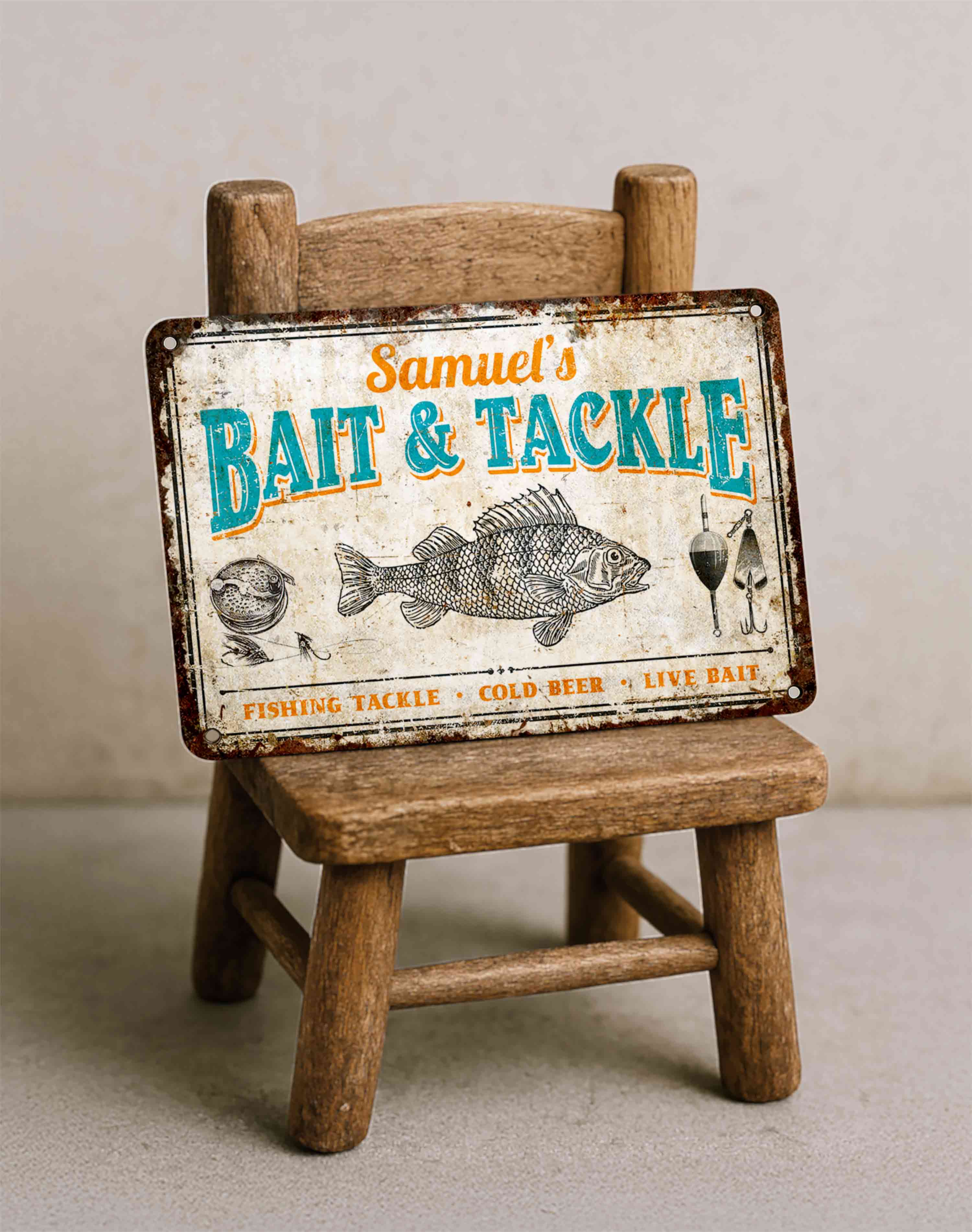 antique fishing lure signs Custom Bait Shop Sign | Metal Man Cave Decor Premium look Gone Fishing Lures metal sign for cabins Personalized Fishing Sign - Bait