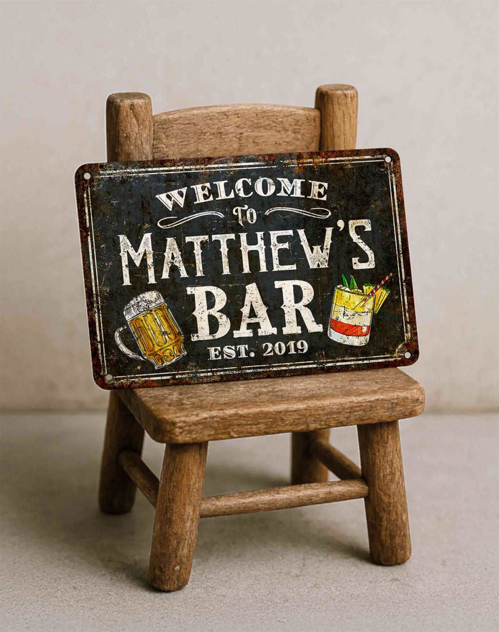 Rustic Metal Pub Sign with Custom Text