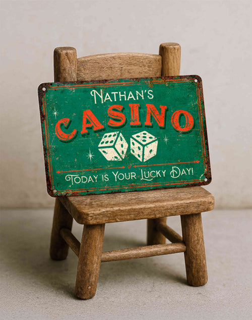 Personalized Casino Metal Sign – Vintage Wall Décor