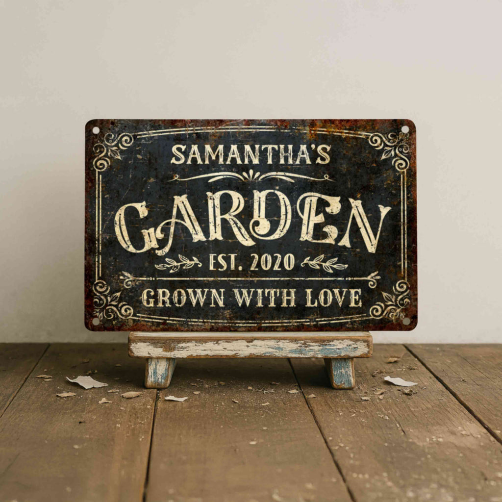 Vintage rustic garden wall sign gift idea