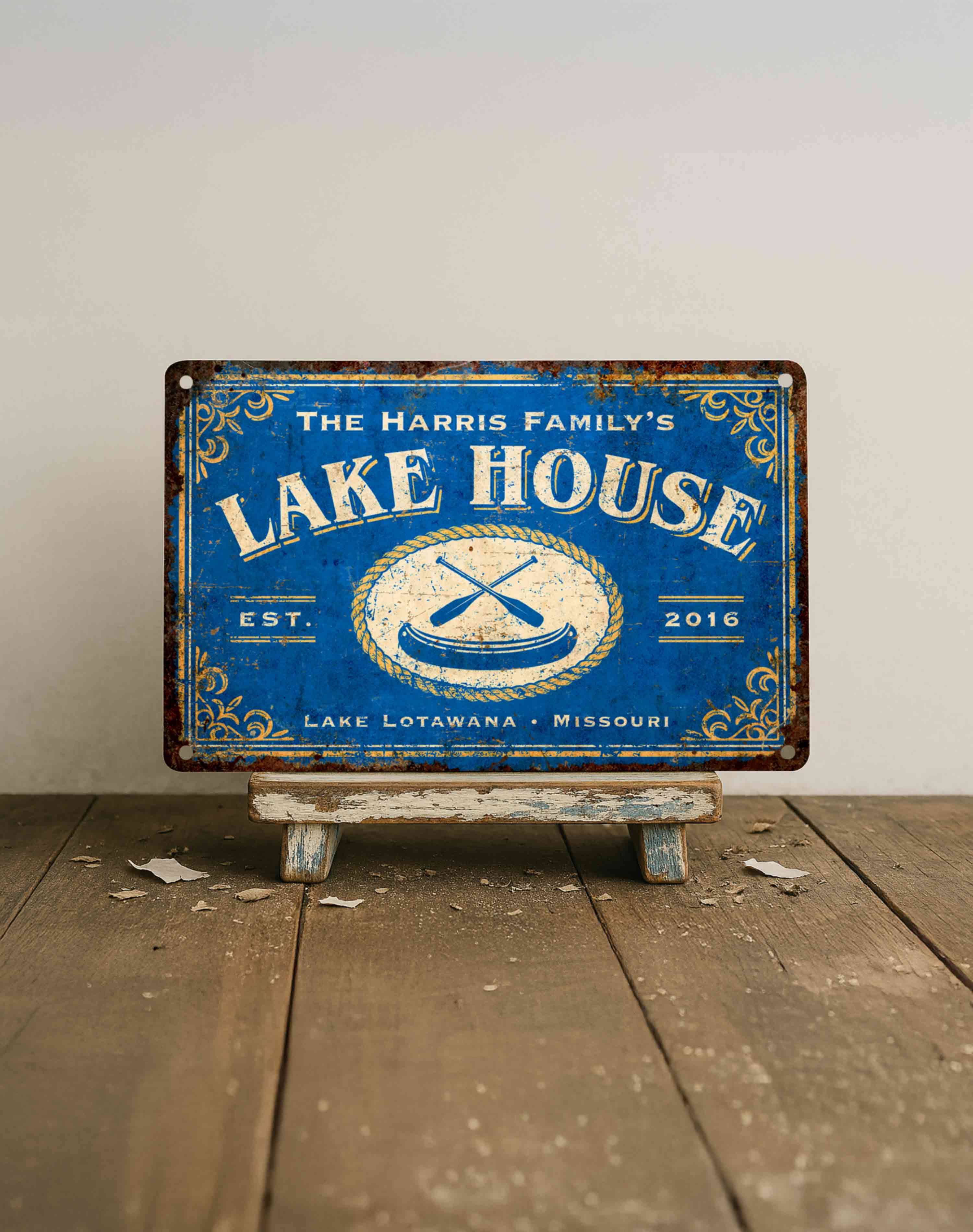 Custom Lake House Metal Sign, Personalized Outdoor Cabin Porch Decor for Man Cave Gift
