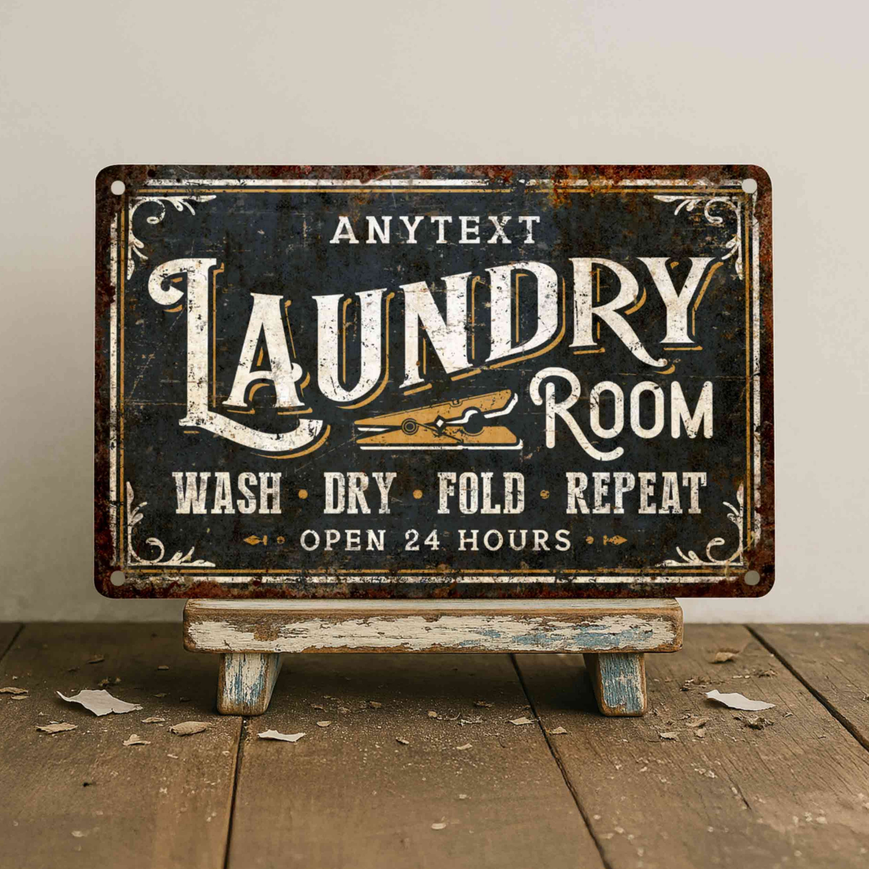 Custom Laundry Room Metal Sign  Rustic Personalized Wall Décor Aluminum Plaque