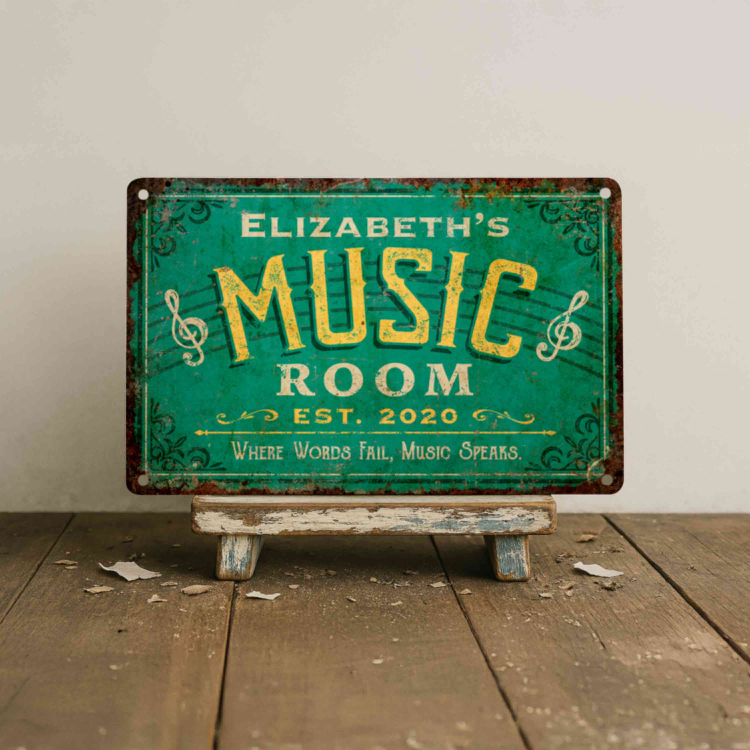 Personalized Music Room Metal Sign – Custom Wall Plaque for Musicians & Music Lovers