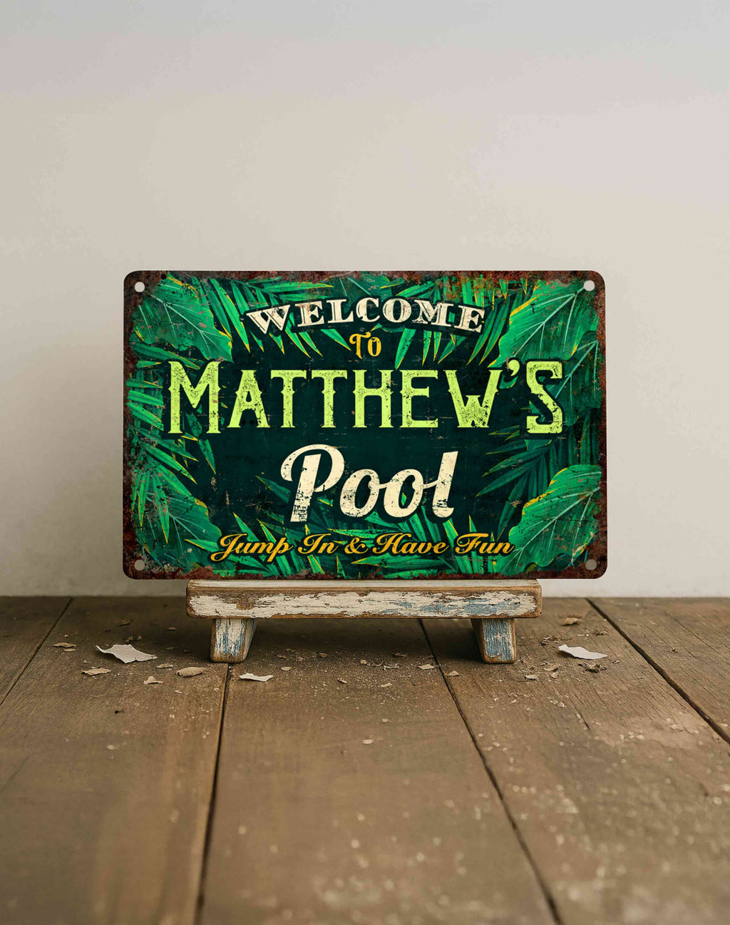 Colorful tropical backyard wall sign gift idea