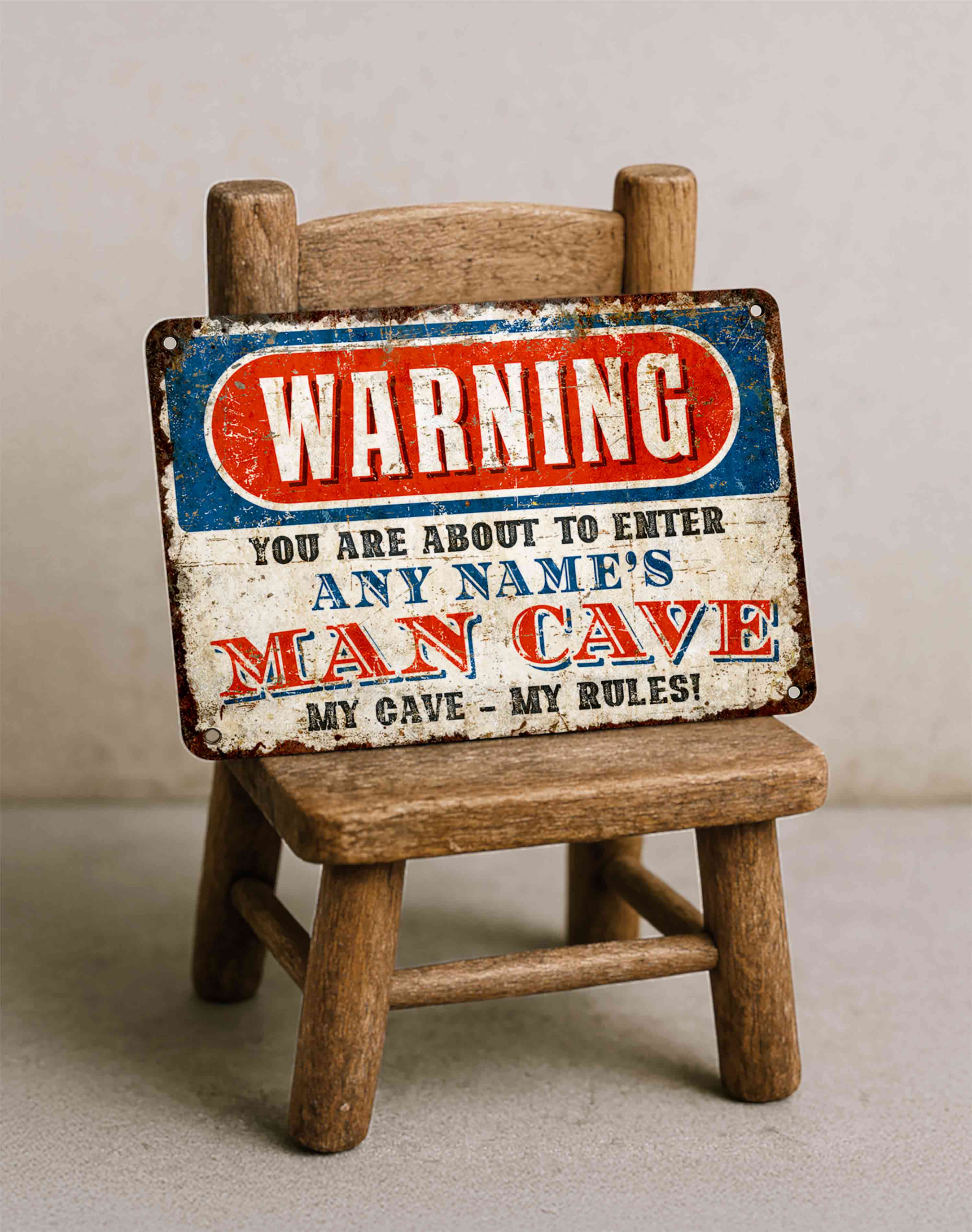 Personalized Man Cave Metal Sign – Rustic Custom Wall Décor
