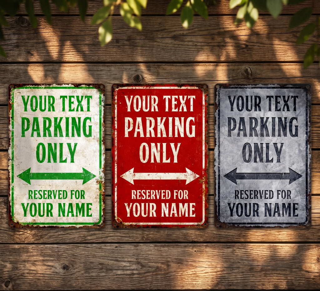 Personalized Rustic Parking Only Metal Sign – Custom Outdoor Driveway Plaque Wall Decor