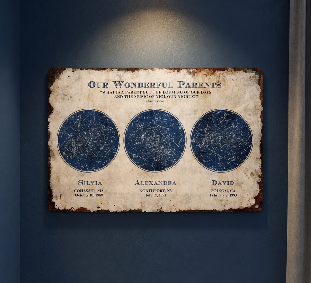 Personalized Star Map Metal Sign with Names
