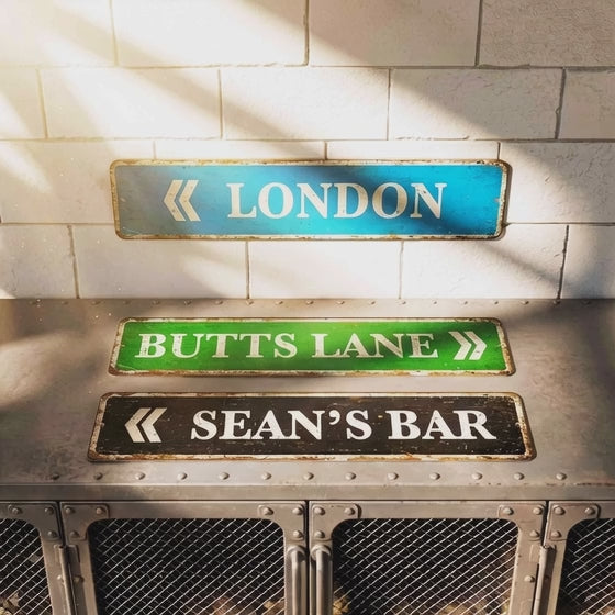 Vintage Directional Aluminum Plaque for Home & Office