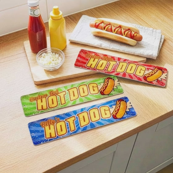 Retro Hot Dog Aluminum Plaque for Bar Décor