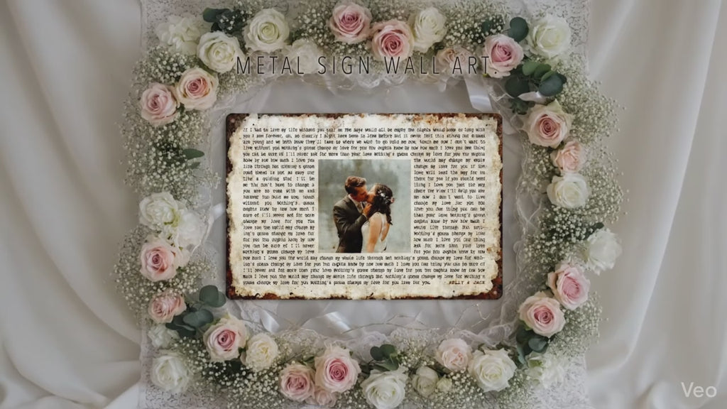 Romantic Rustic Metal Plaque with Song Lyrics