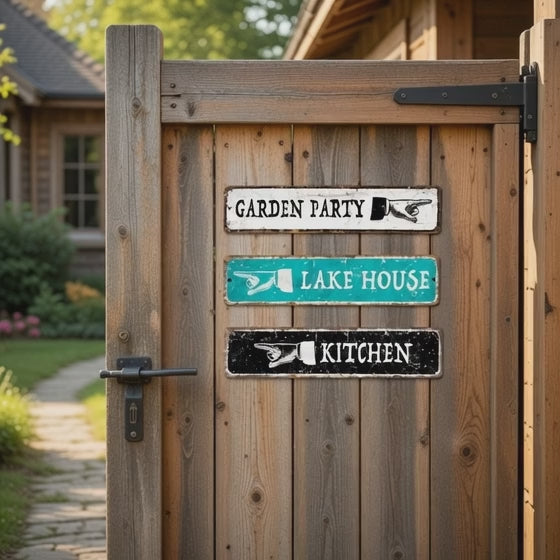 - Vintage Style Aluminum Direction Sign – Customizable Text
