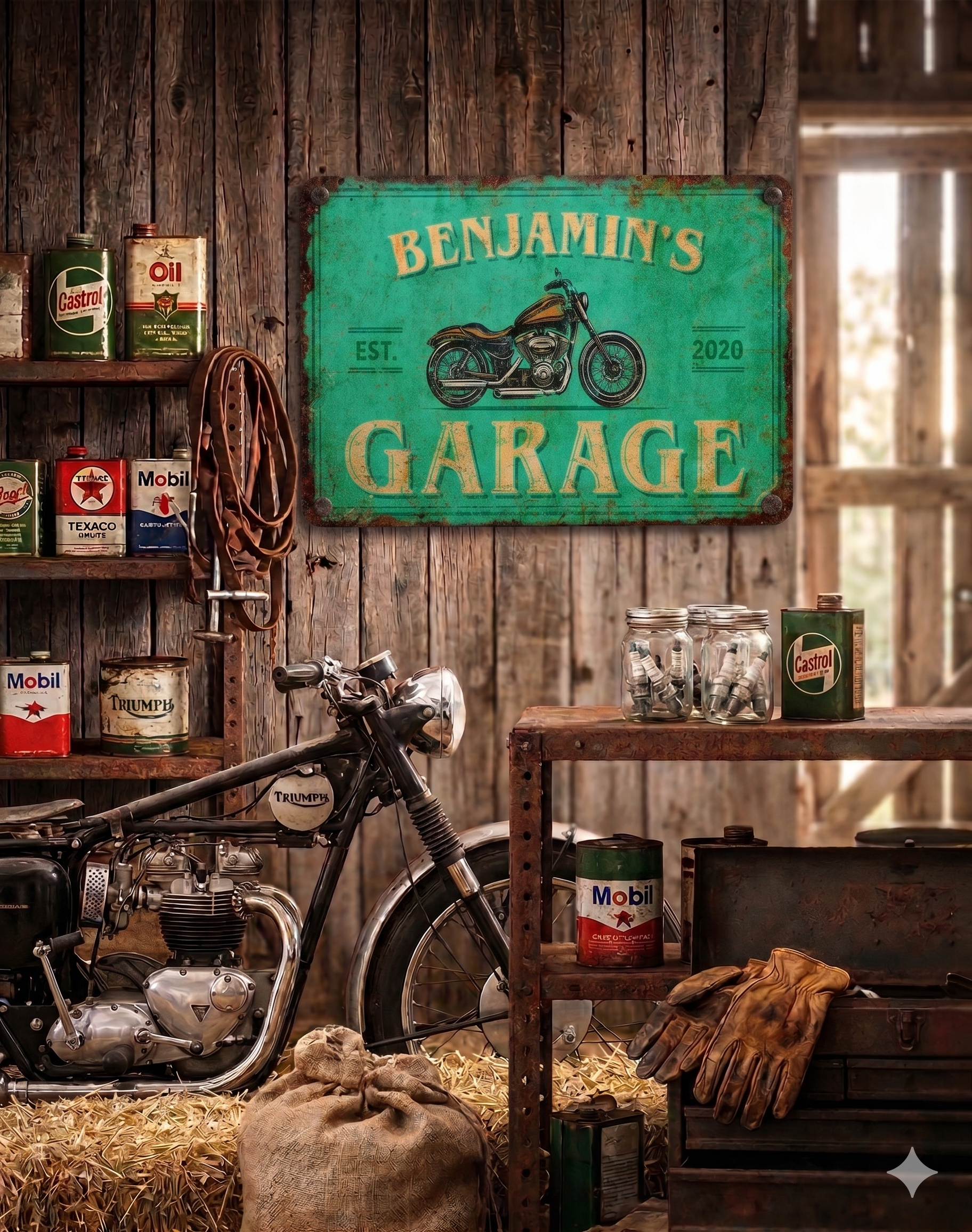 Custom Garage Metal Plaque – Gift for Bikers