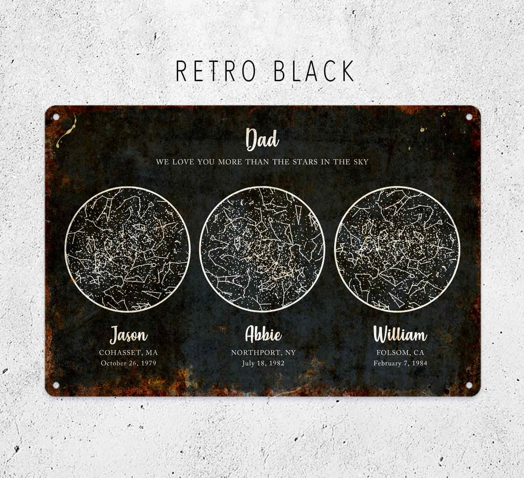Personalized Night Sky Metal Sign – Custom Star Map Wall Decor Father Gift