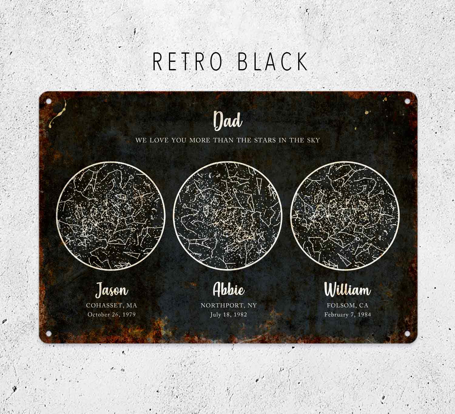 Personalized Night Sky Metal Sign – Custom Star Map Wall Decor Father Gift