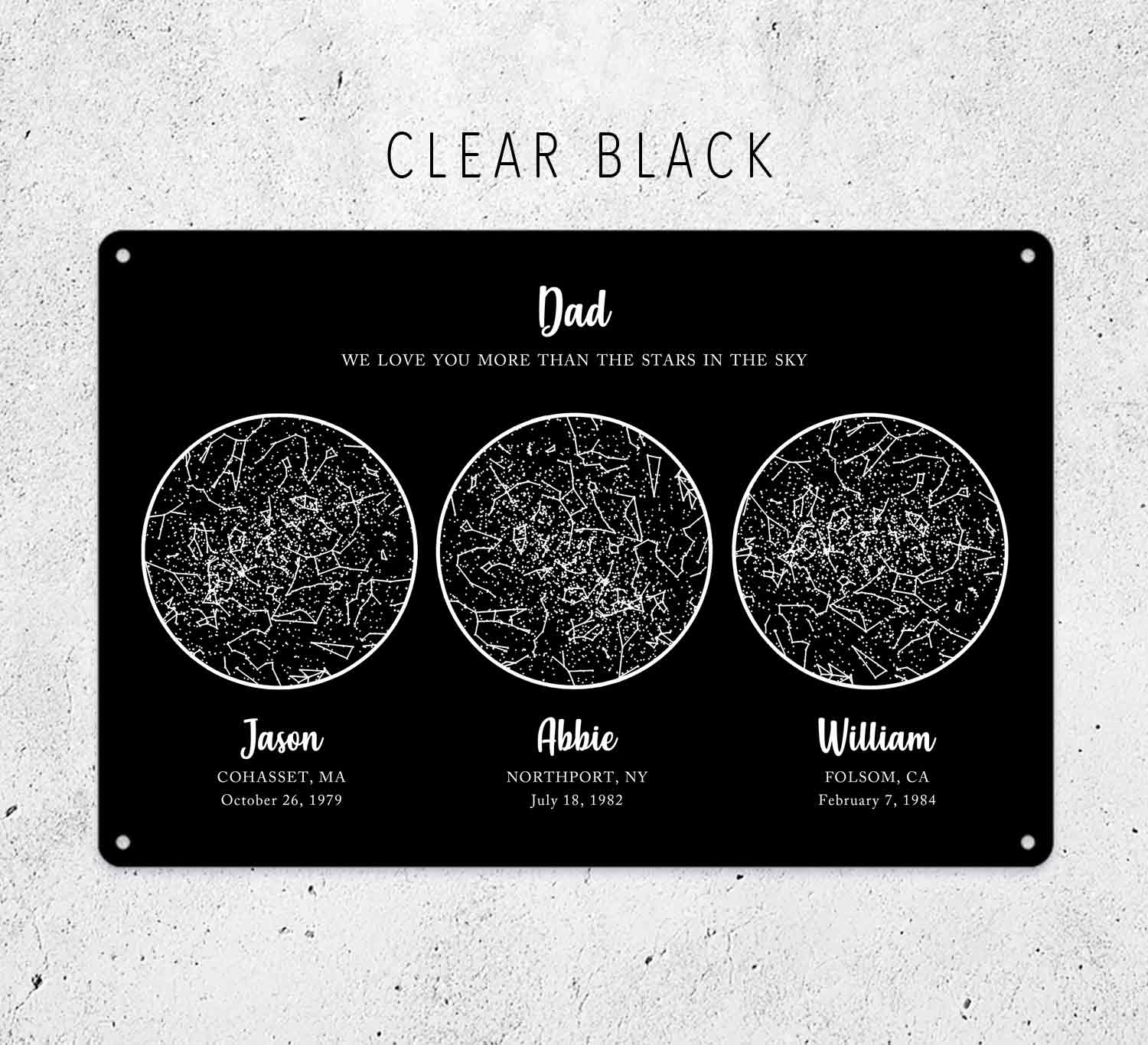 Personalized Night Sky Metal Sign – Custom Star Map Wall Decor Father Gift