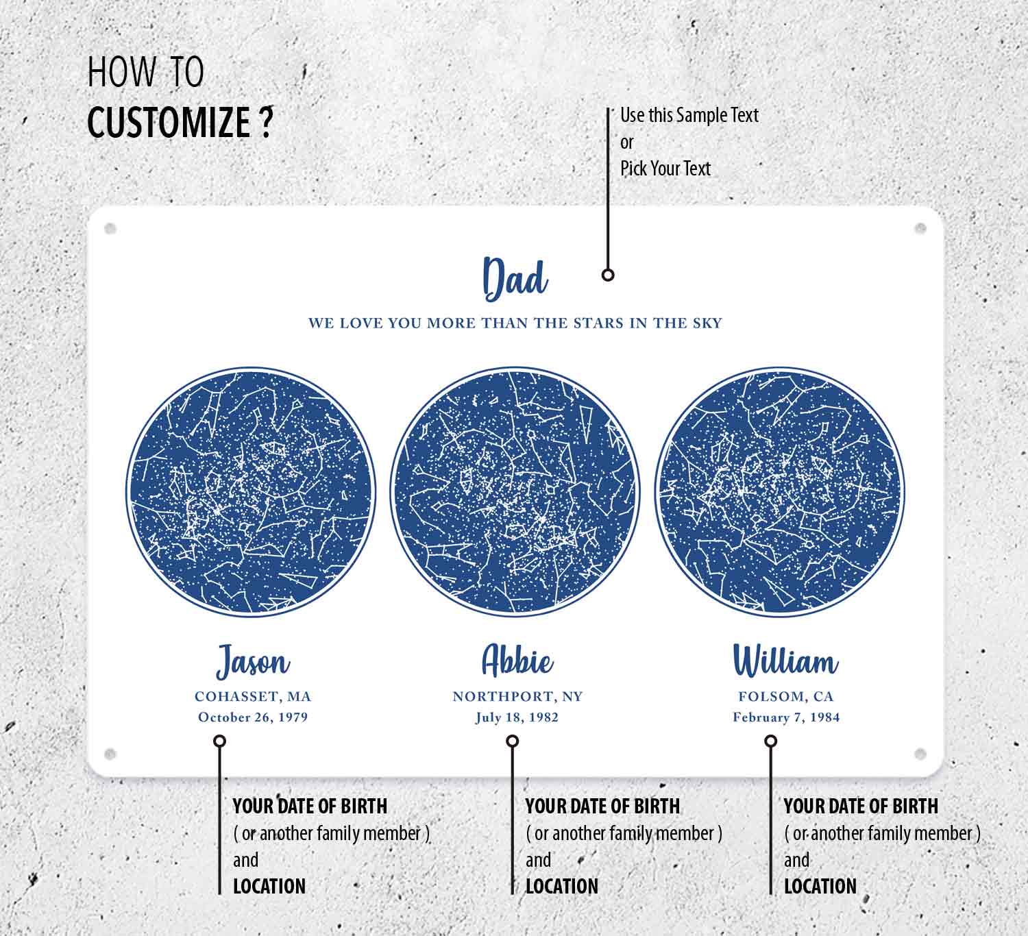 Father Gift Star Map Sign – Modern Personalized Décor