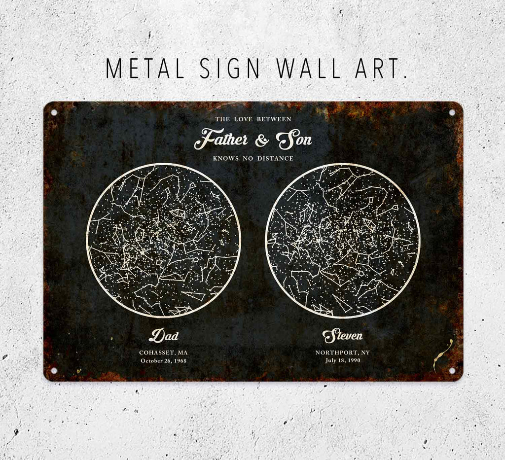Custom Night Sky Star Map Metal Sign – Personalized Living Room Wall Decor Dad Birthday Gift
