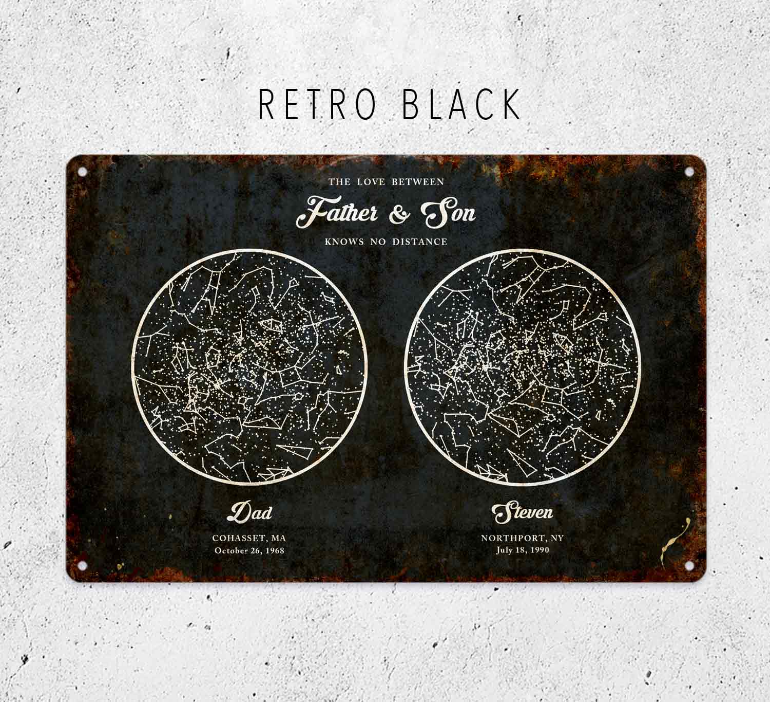 Custom Night Sky Star Map Metal Sign – Personalized Living Room Wall Decor Dad Birthday Gift
