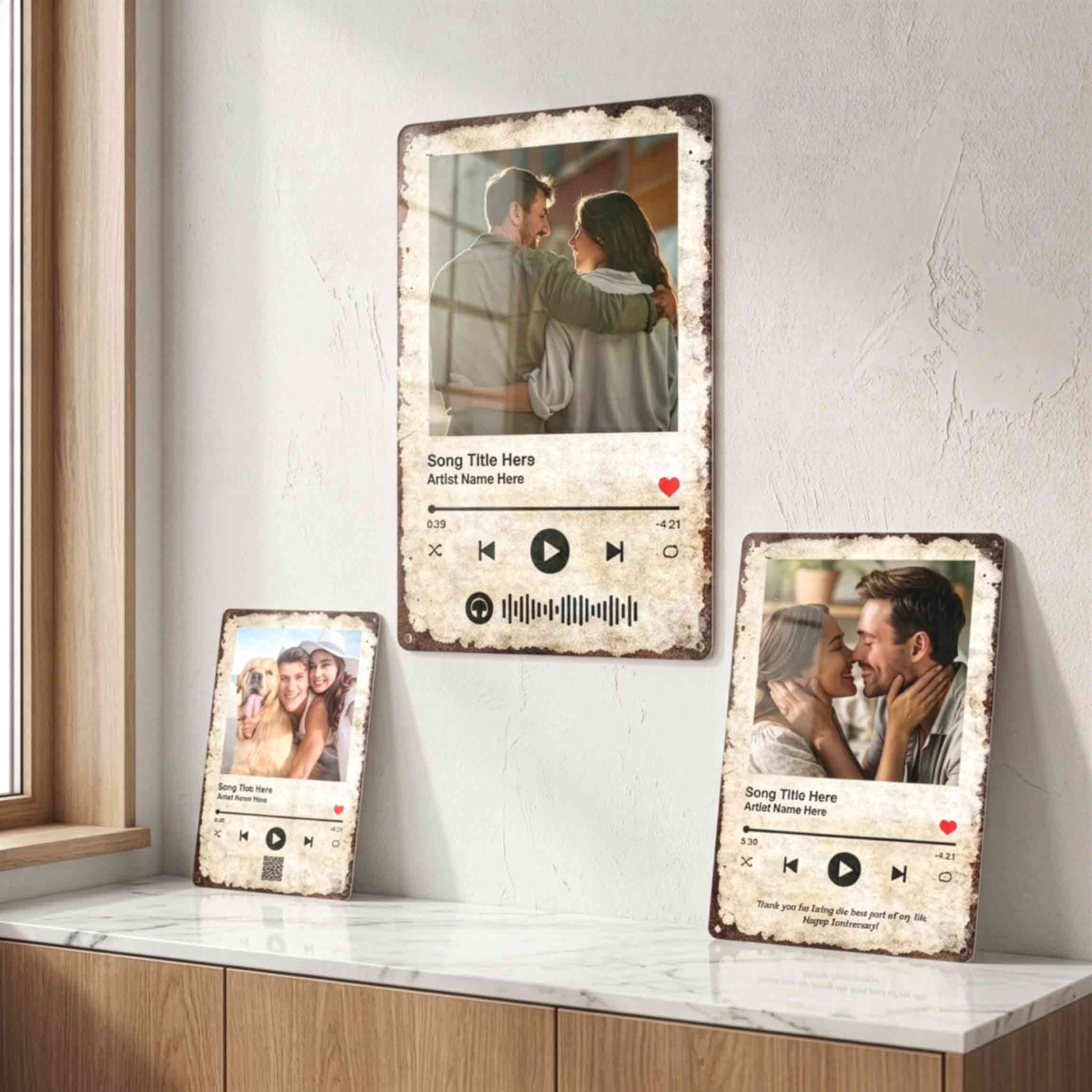 Personalized Photo Song Code Sign, Aluminum Custom Family Photo Wall Decor Romantic Gift