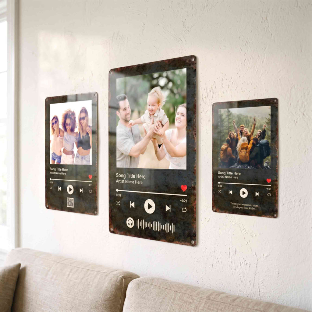 Custom Photo Song Metal Sign, Personalized Memory Wall Decor Wedding Anniversary Gift