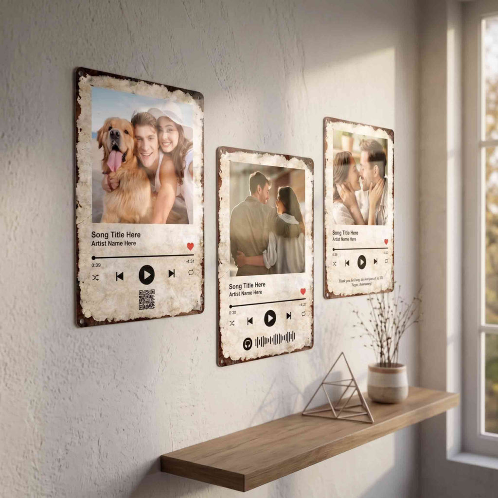 Custom Photo Song Metal Sign, Personalized Memory Wall Decor Wedding Anniversary Gift