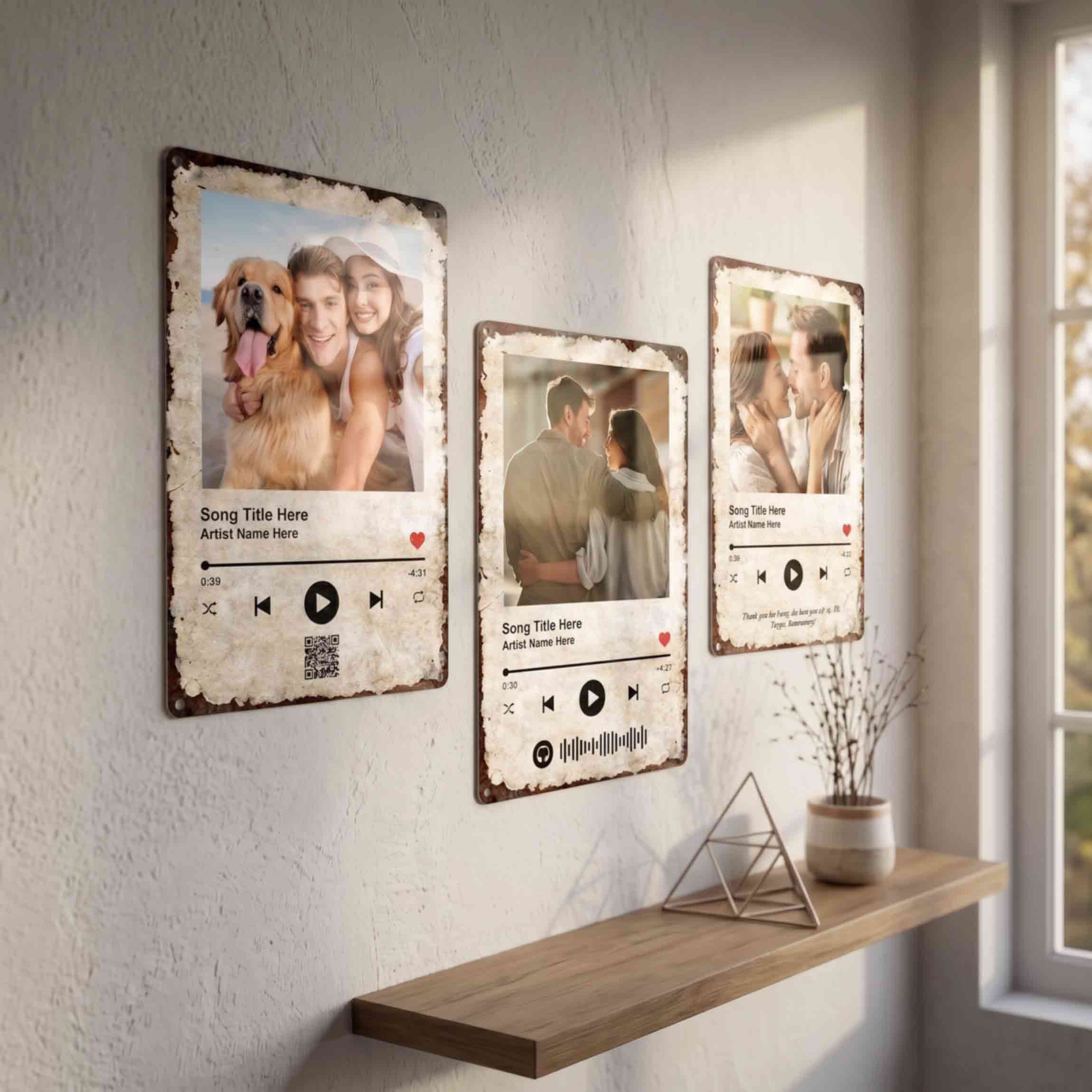 Custom Photo Song Metal Sign, Personalized Memory Wall Decor Wedding Anniversary Gift
