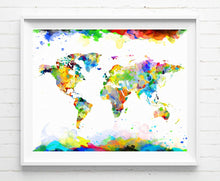 World Map Watercolor Painting Poster Prints Wall Art Home Decor Nursery Kids Gifts [464]